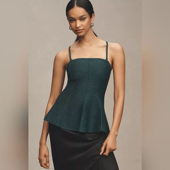 NWT Anthropologie Pilcro Emerald Green Sparkly Knit Tank Top M - Picture 5 of 13